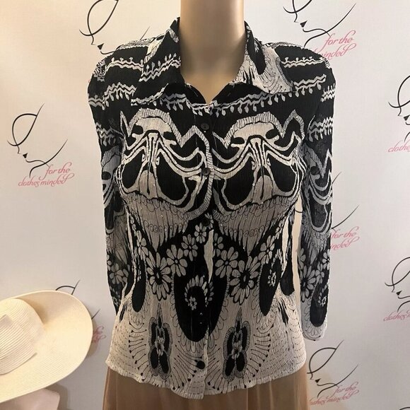 Alberto Makali. Sz Small. Crinkle Sequin Embellished Stretch Border Blouse. B114 - Picture 1 of 5